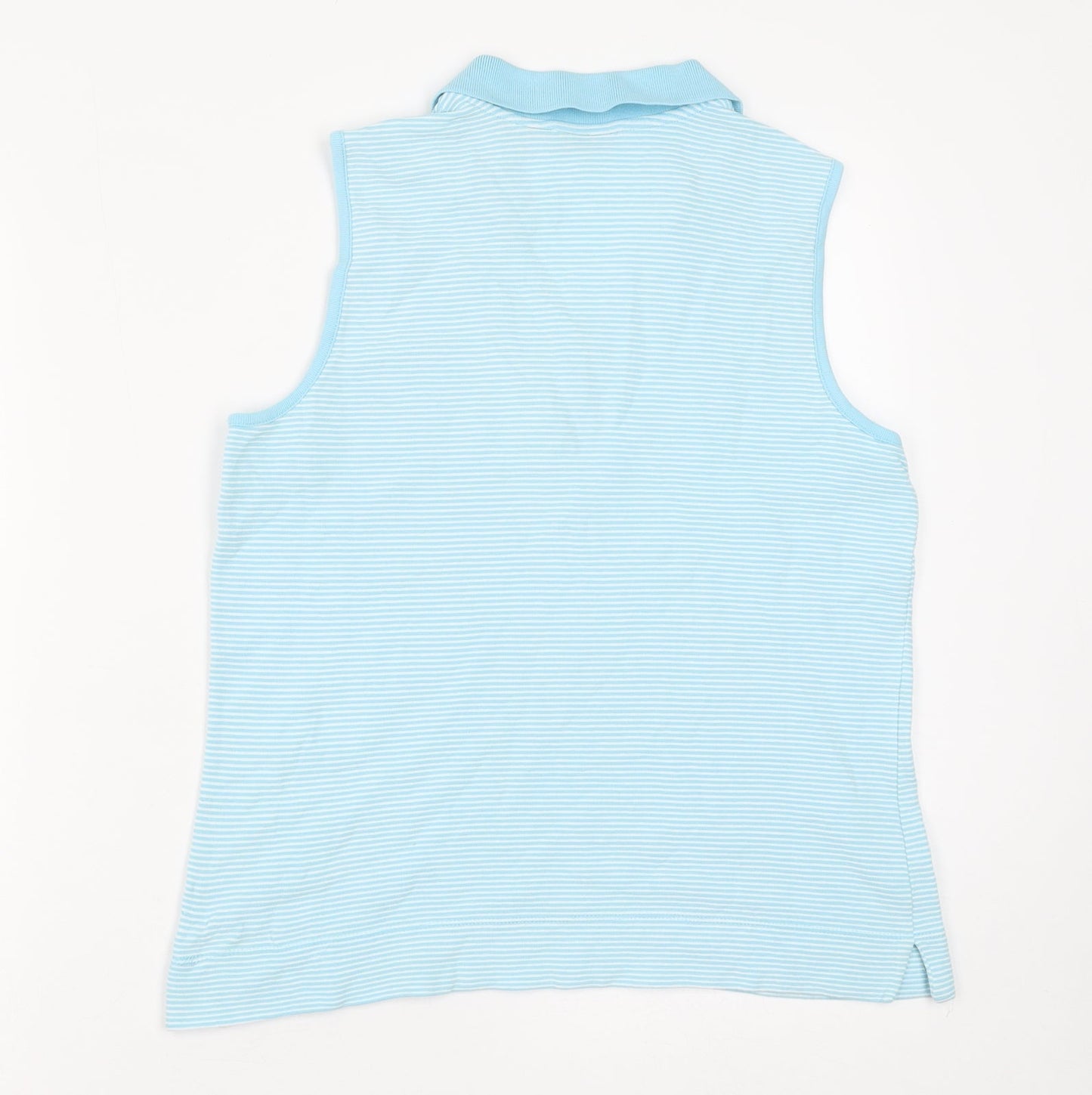 IZOD Womens Blue Striped Cotton Basic Blouse Size M V-Neck