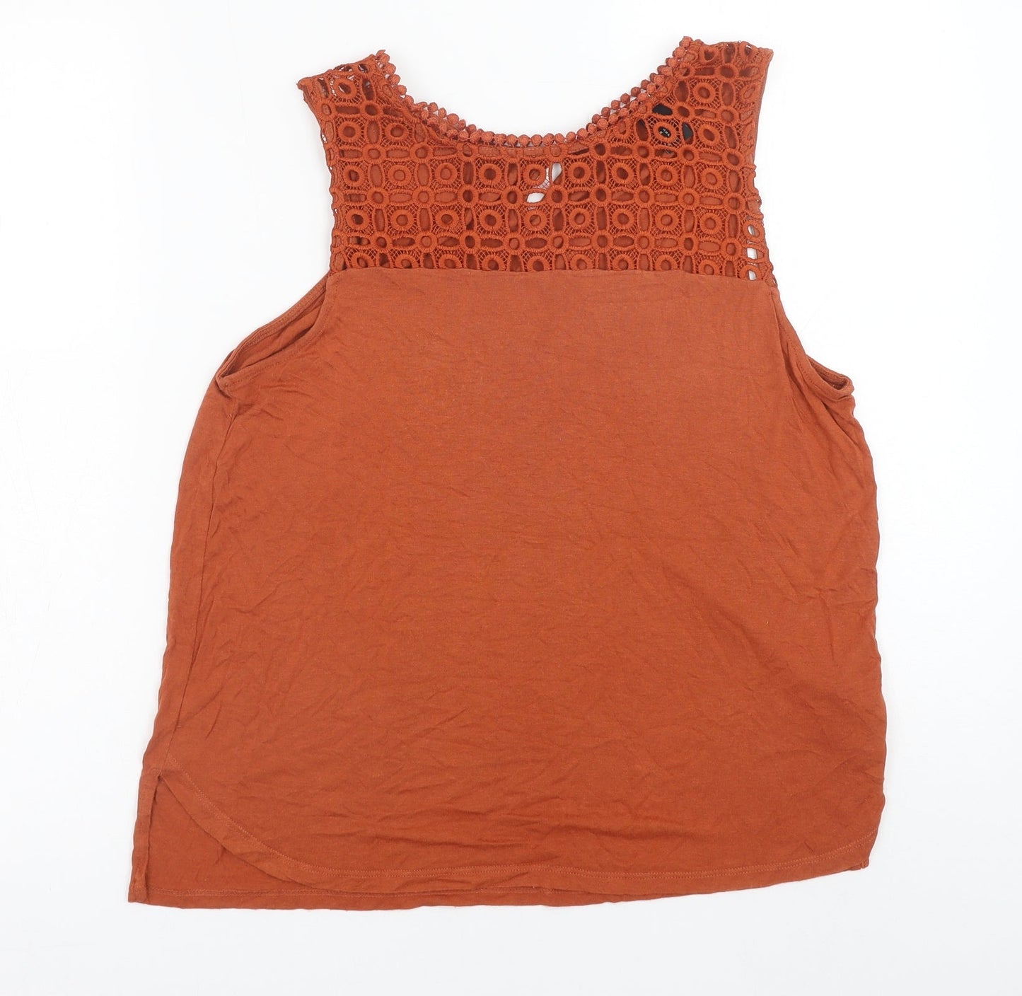 H&M Womens Orange Polyester Basic Blouse Size S Round Neck