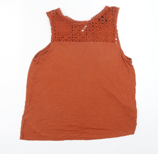 H&M Womens Orange Polyester Basic Blouse Size S Round Neck