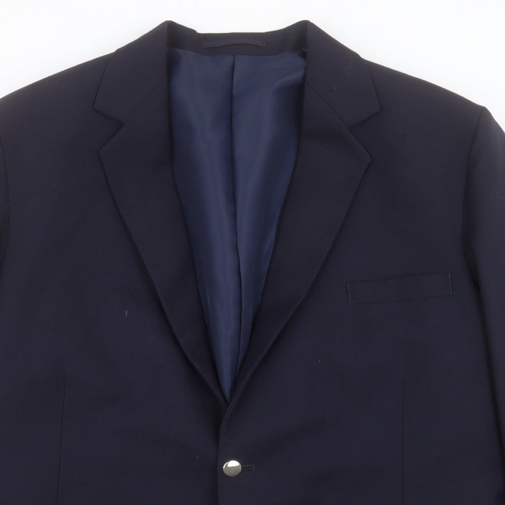 Preworn Mens Blue Polyacrylate Fibre Jacket Blazer Size 46