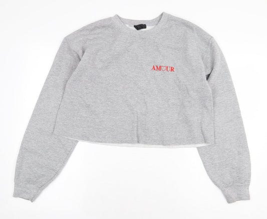Topshop Womens Grey Cotton Pullover Sweatshirt Size M Pullover
