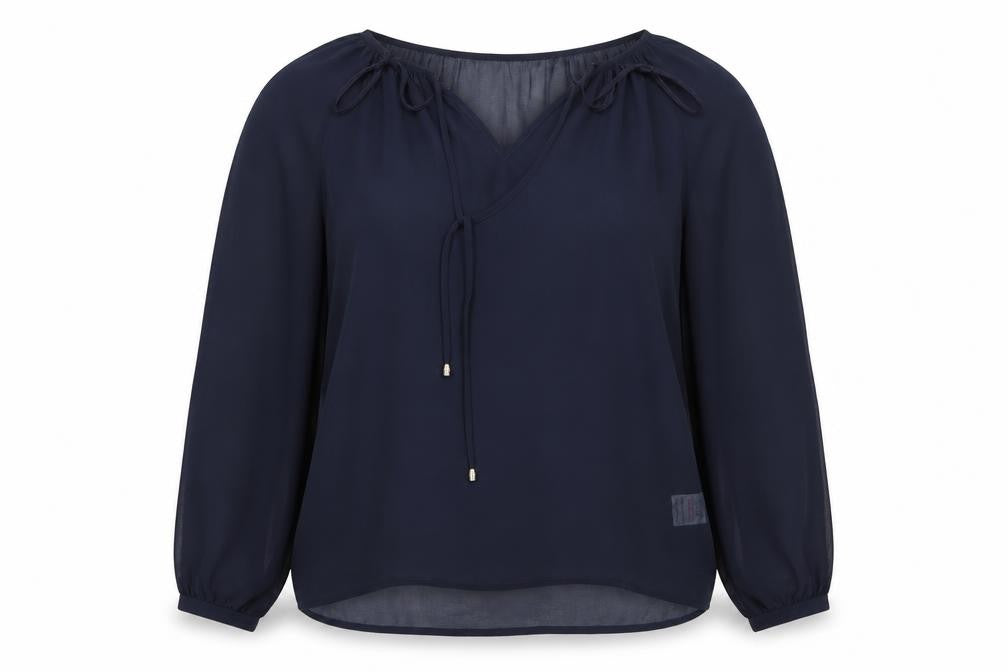 Papaya Womens Blue Polyester Basic Blouse Size 8 Boat Neck