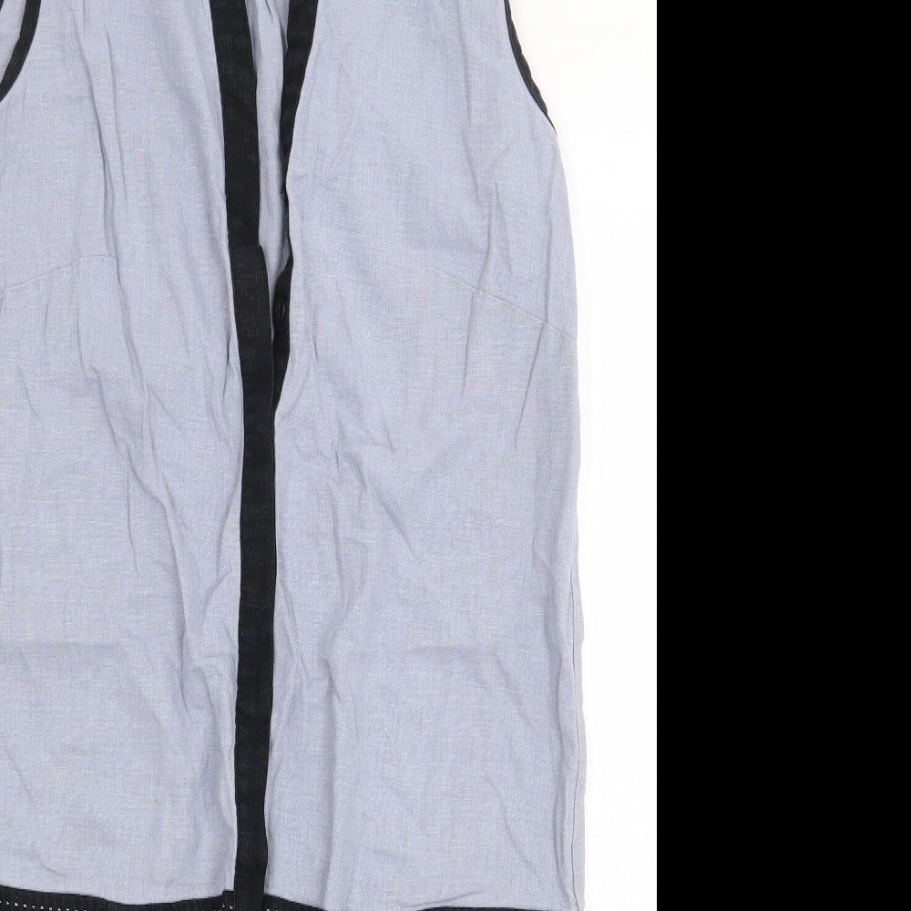 NEXT Womens Blue Colourblock Linen Shift Size S V-Neck Pullover
