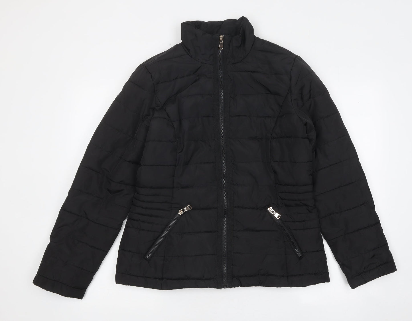 Preloved Dorothy Perkins Womens Black Quilted Jacket Size 6 Zip - Front