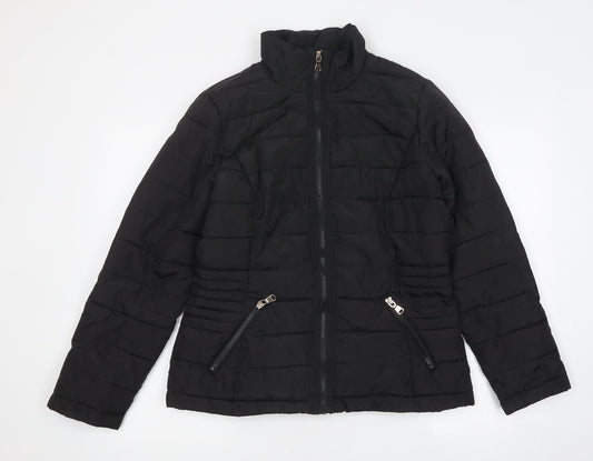 Dorothy Perkins Womens Black Quilted Jacket Size 6 Zip