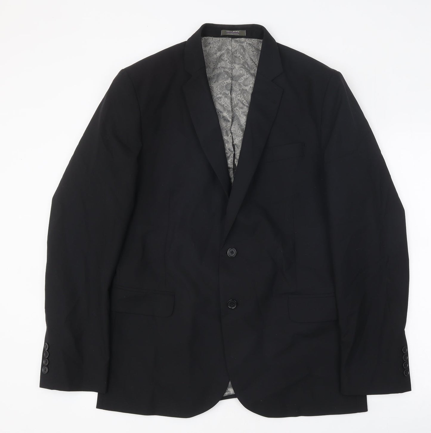 Simon Jersey Mens Black Polyester Jacket Suit Jacket Size 42