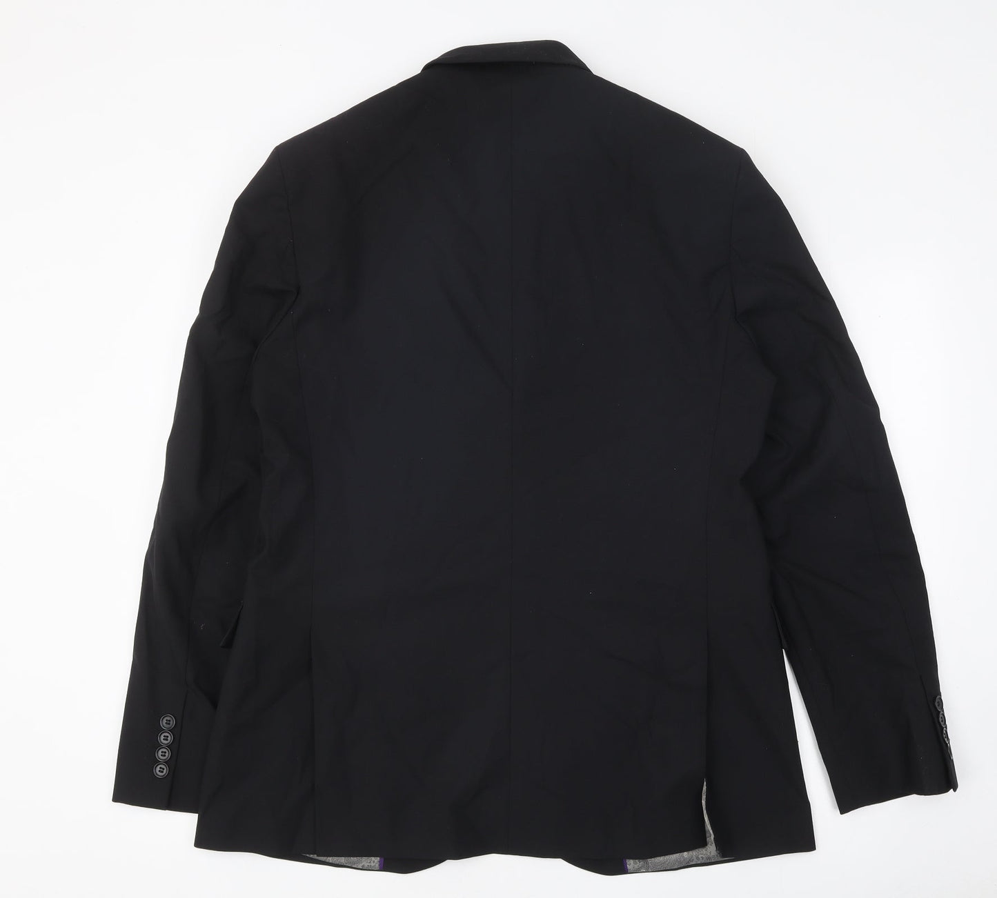 Simon Jersey Mens Black Polyester Jacket Suit Jacket Size 42