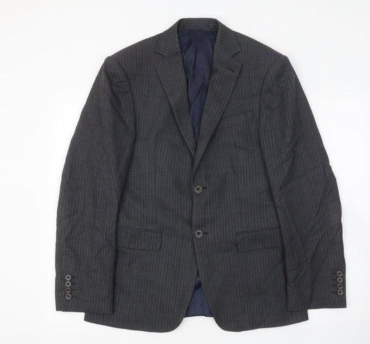 Marks and Spencer Mens Grey Striped Wool Jacket Suit Jacket Size 38