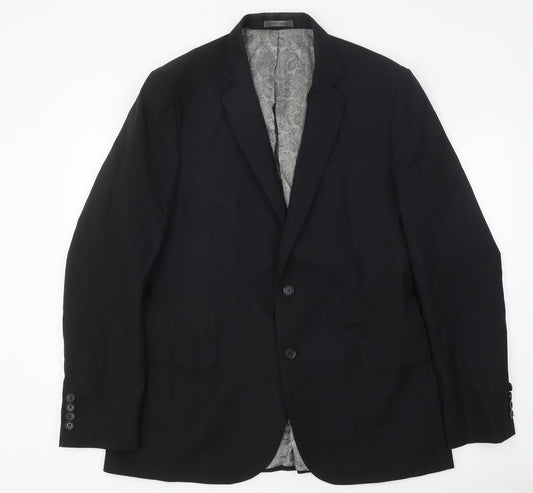Simon Jersey Mens Black Polyester Jacket Suit Jacket Size 42