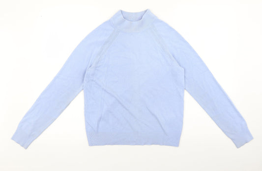 Marks and Spencer Womens Blue Mock Neck Acrylic Pullover Jumper Size 8