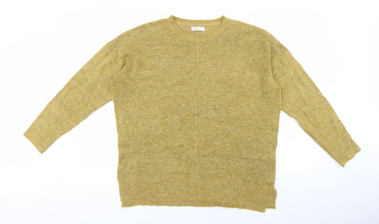 Papaya Womens Yellow Round Neck Acrylic Pullover Jumper Size L