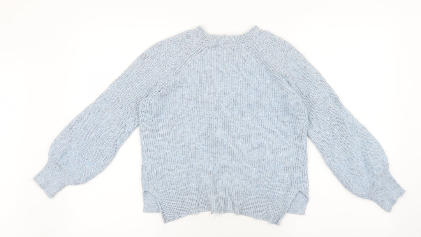 Marks and Spencer Womens Blue Round Neck Polyamide Pullover Jumper Size S