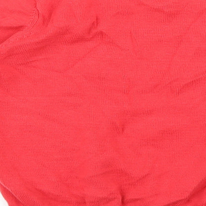 Preloved Marks and Spencer Girls Red V-Neck 100% Cotton Pullover Jumper Size 5-6 Years Pullover - Label