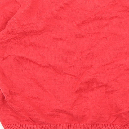 Preloved Marks and Spencer Girls Red V-Neck 100% Cotton Pullover Jumper Size 5-6 Years Pullover - Label