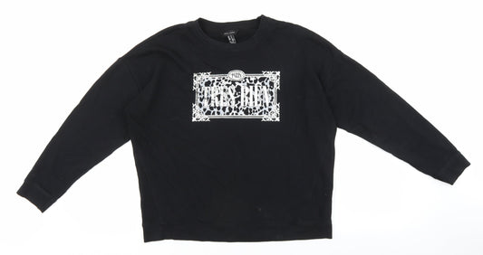 New Look Womens Black Cotton Pullover Sweatshirt Size S Pullover