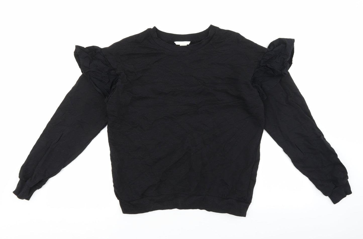 H&M Womens Black Round Neck 100% Cotton Pullover Jumper Size S