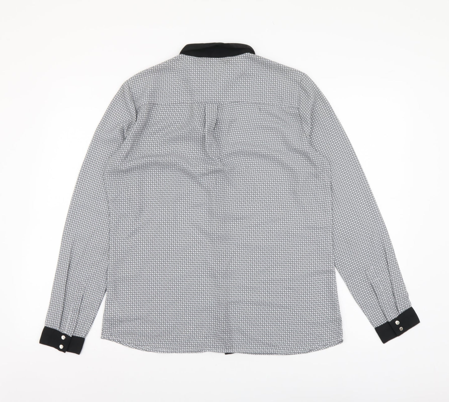 Top Secret Womens Black Geometric Polyester Basic Blouse Size S Collared