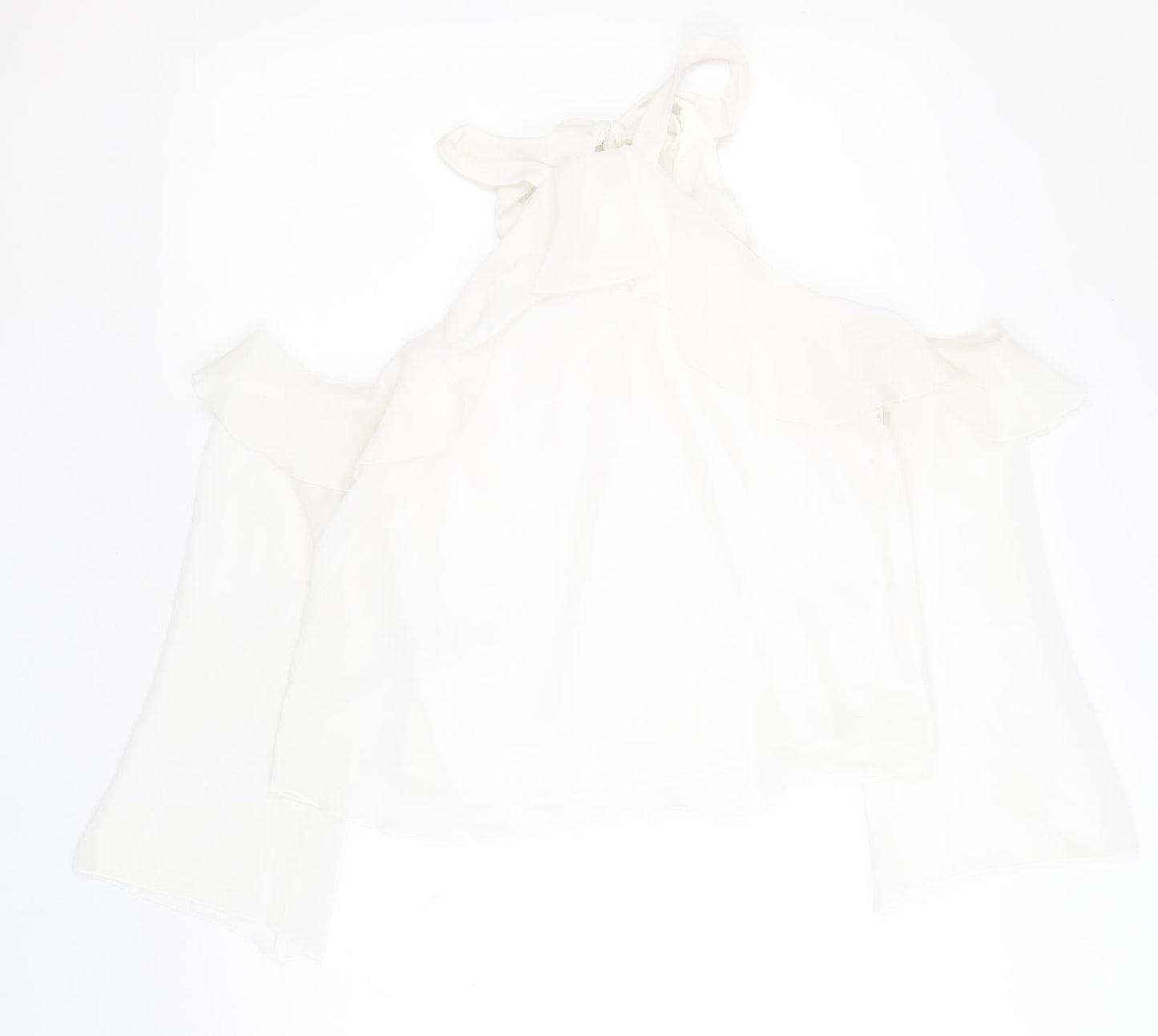 Mango Womens White Polyester Basic Blouse Size M Mock Neck