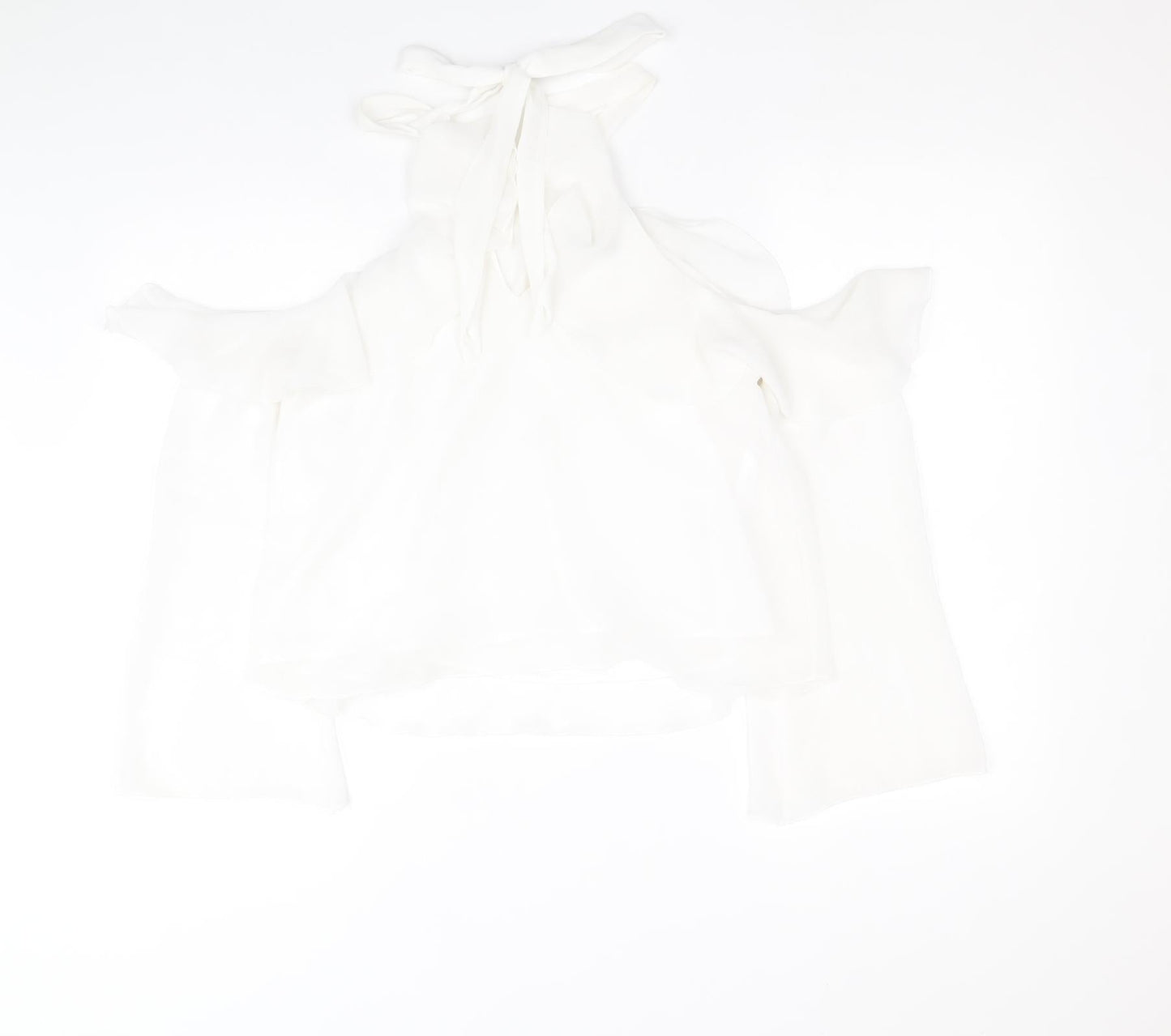 Mango Womens White Polyester Basic Blouse Size M Mock Neck
