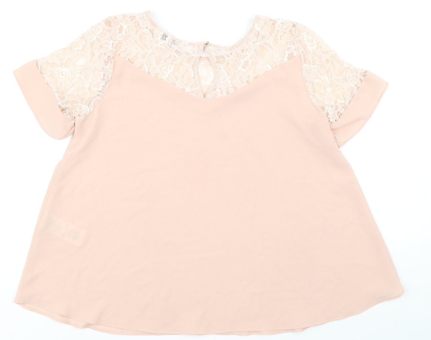 Peacocks Womens Pink Floral Polyester Basic Blouse Size 10 Round Neck