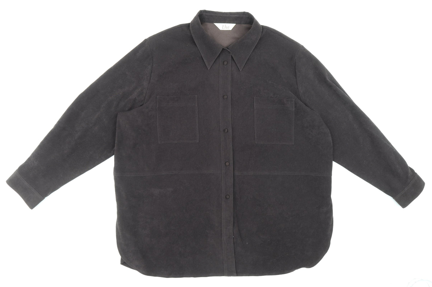 ELVI Womens Brown Polyester Basic Button-Up Size 26 Collared