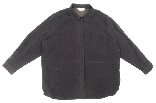 ELVI Womens Brown Polyester Basic Button-Up Size 26 Collared