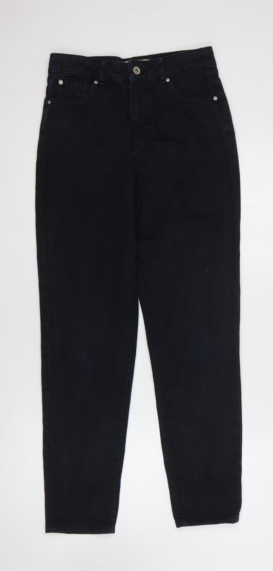 Denim Reserved Womens Black Cotton Straight Jeans Size 34 in Regular Zip