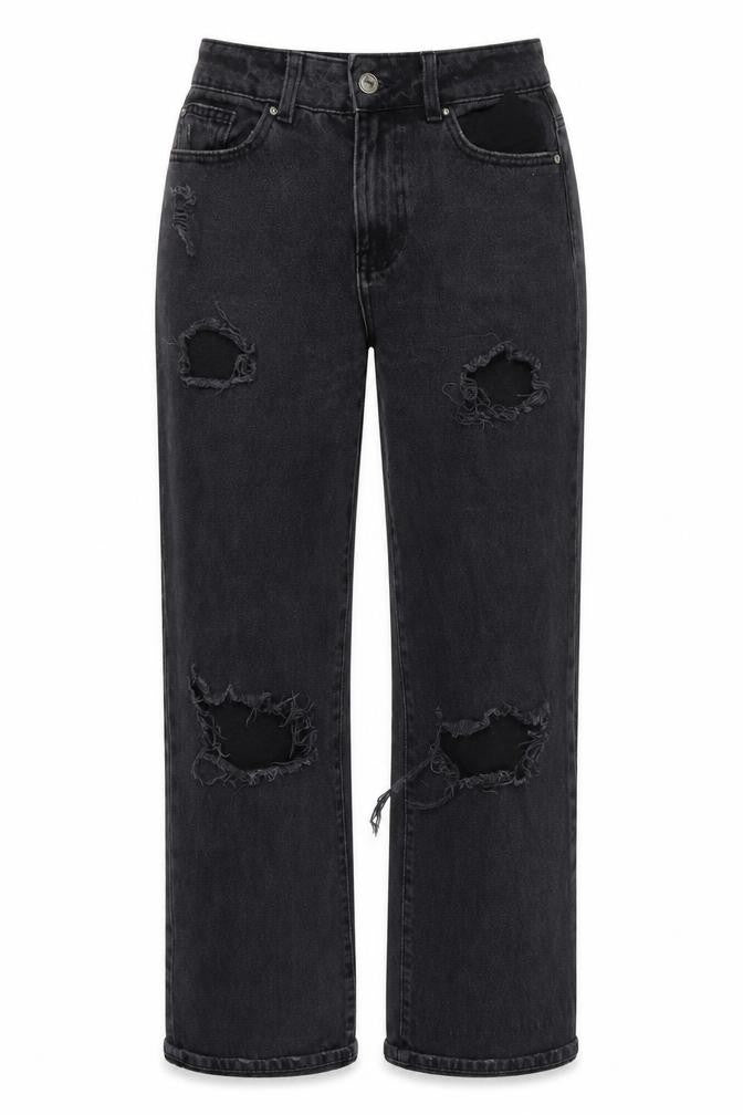Primark Womens Grey Cotton Straight Jeans Size 8 Regular Zip