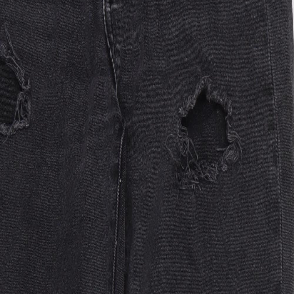 Primark Womens Grey Cotton Straight Jeans Size 8 Regular Zip