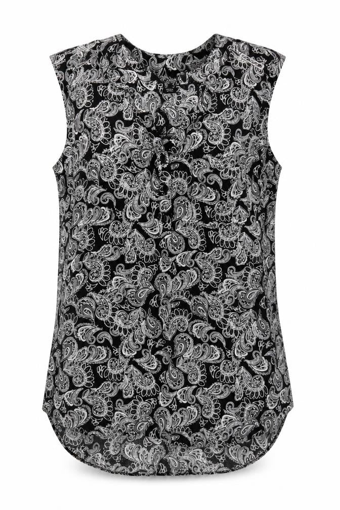 Atmosphere Womens Black Paisley Polyester Basic Blouse Size 6 V-Neck