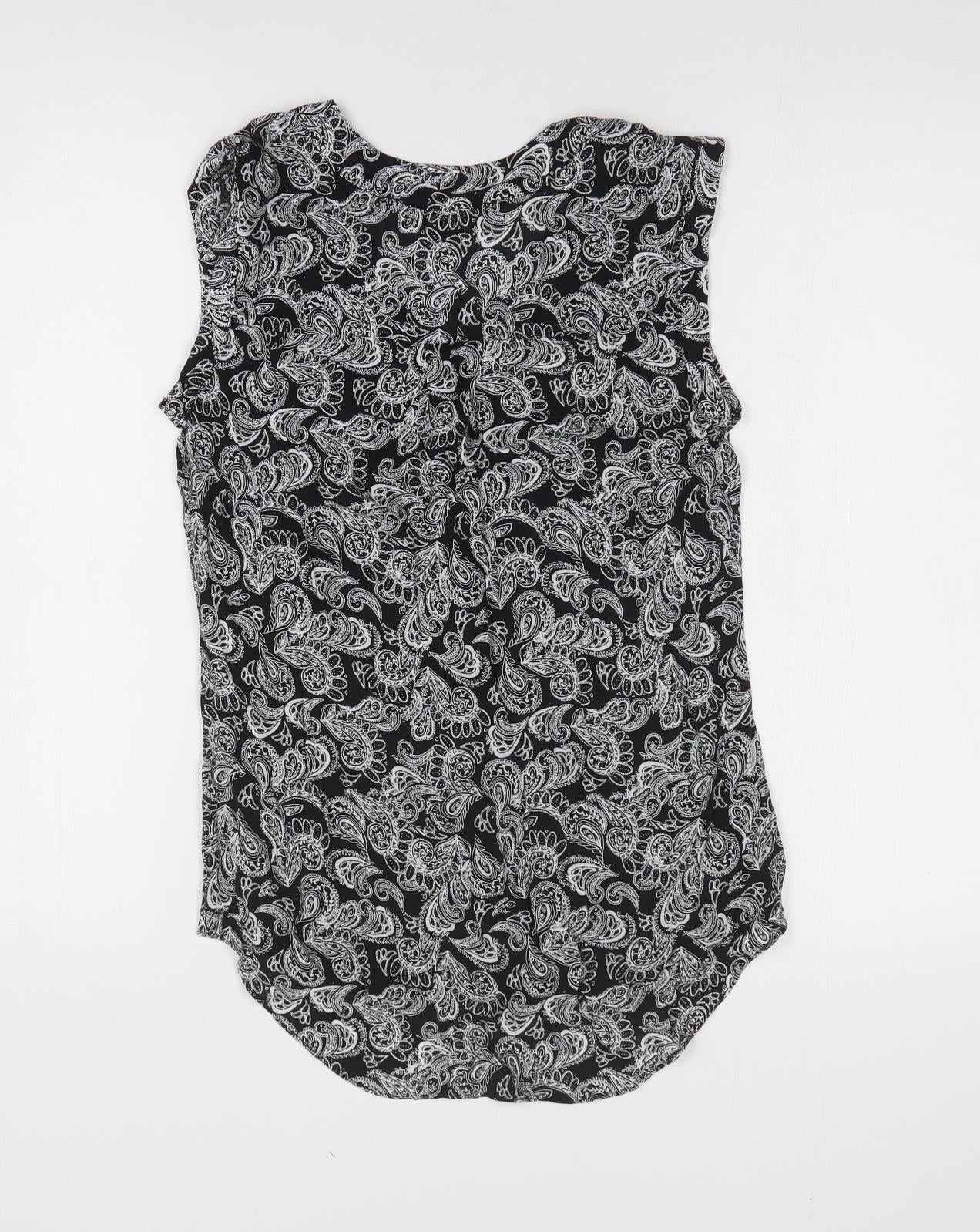 Atmosphere Womens Black Paisley Polyester Basic Blouse Size 6 V-Neck