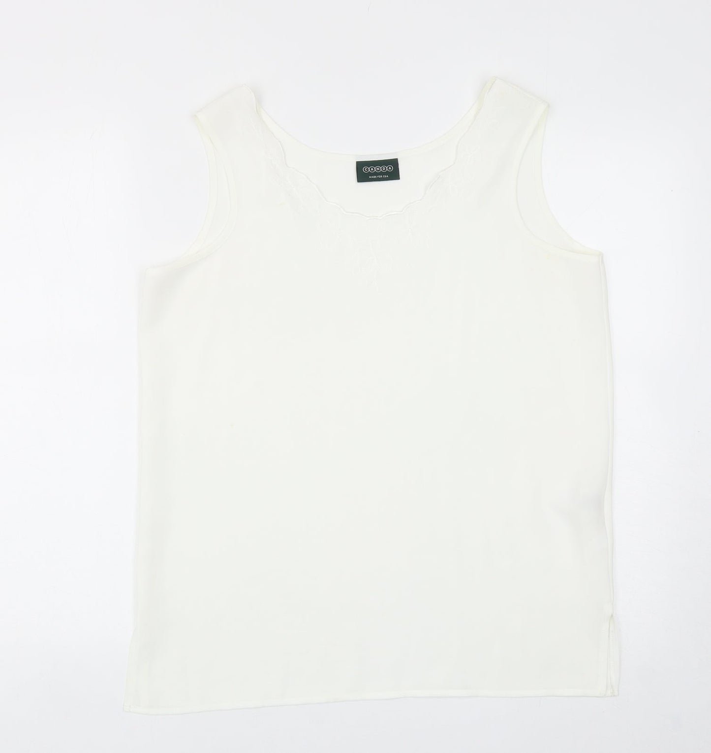C&A Womens White Polyester Basic Blouse Size 16 Scoop Neck