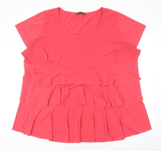 Joanna Hope Womens Pink Polyester Basic T-Shirt Size 32 Round Neck