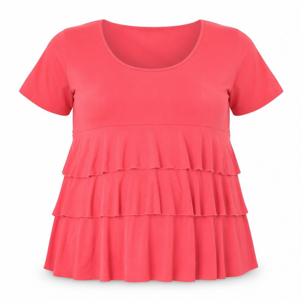 Joanna Hope Womens Pink Polyester Basic T-Shirt Size 32 Round Neck