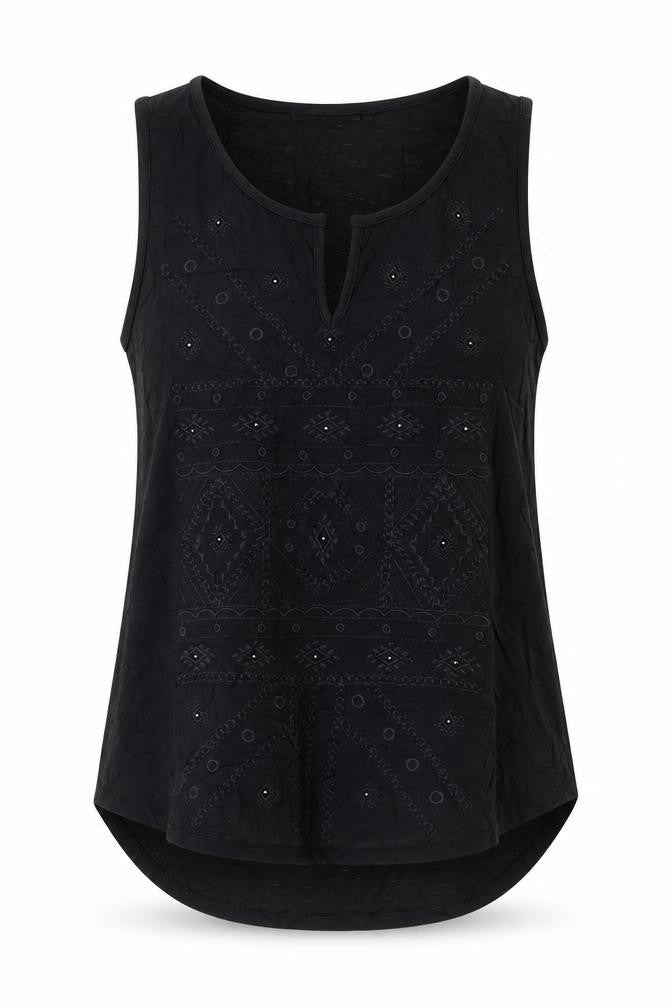 George Womens Black Geometric Viscose Basic Blouse Size 10 Round Neck