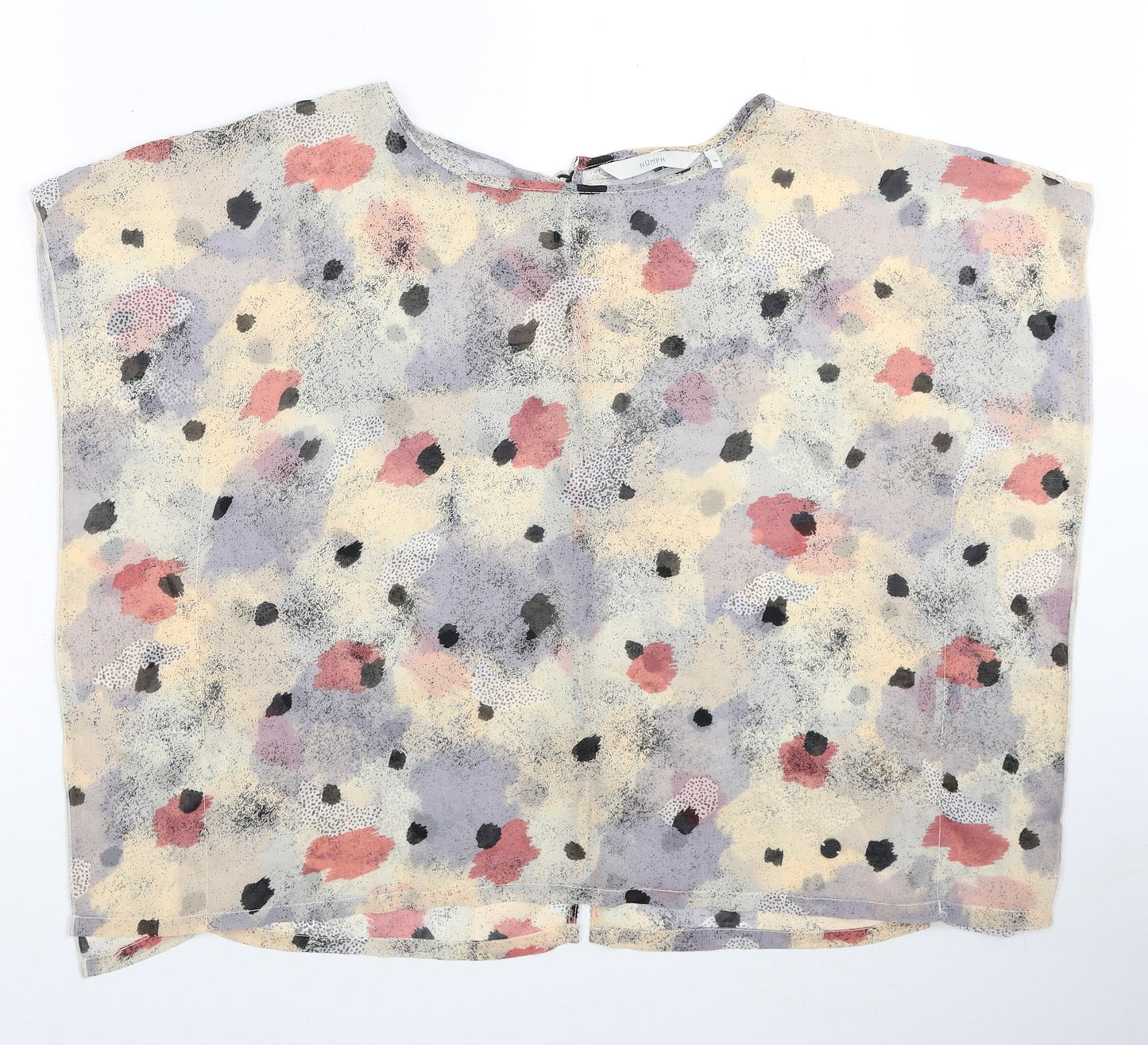 Numph Womens Multicoloured Geometric Polyester Basic Button-Up Size 8 Round Neck