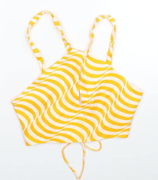 Zara Womens Orange Striped Viscose Cropped Tank Size XS Halter