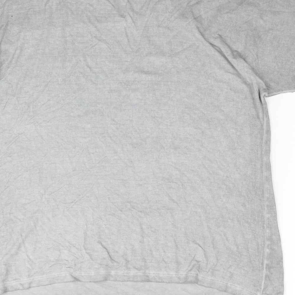 Nine Womens Grey Viscose Basic T-Shirt Size 16 Roll Neck