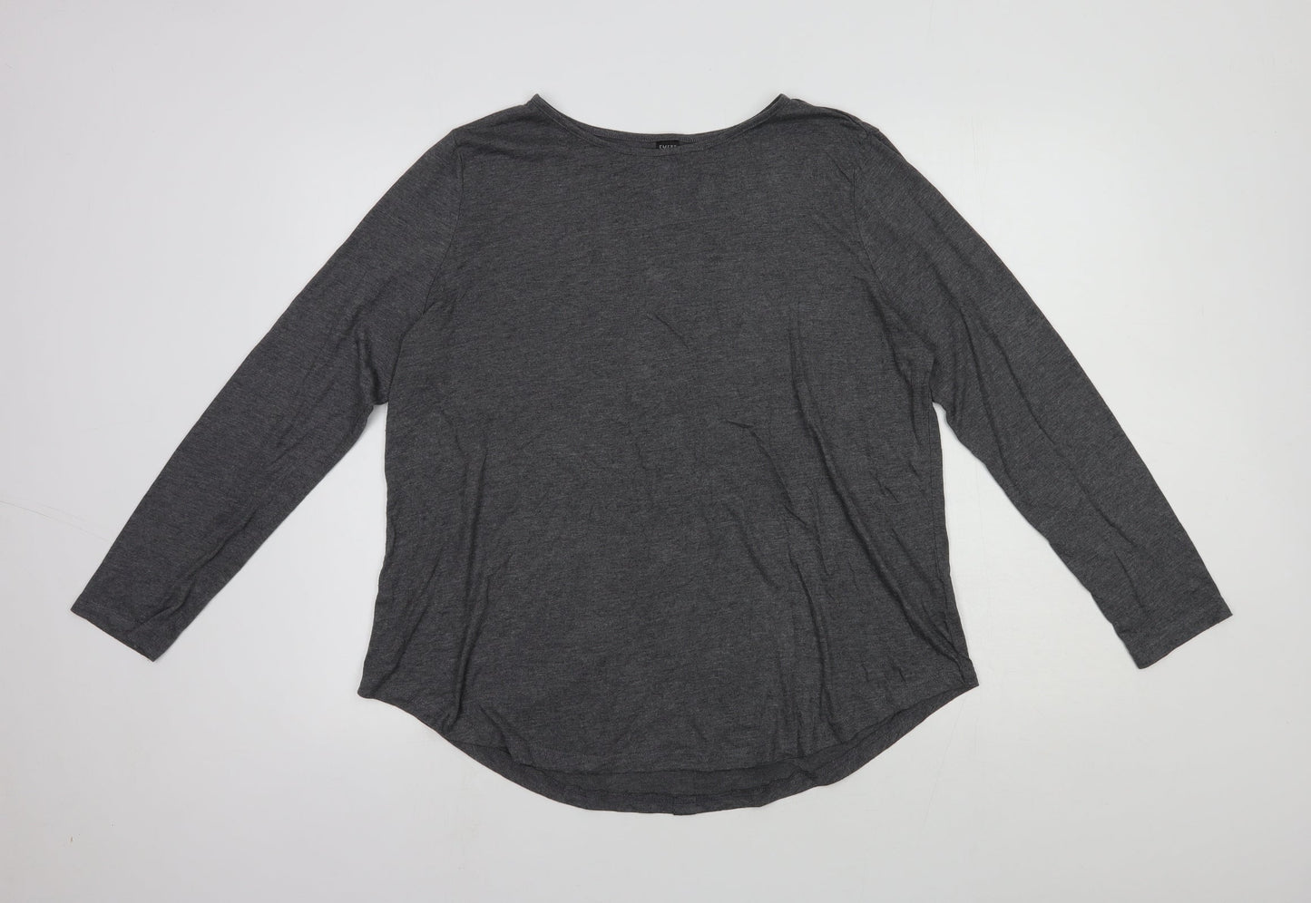 Emery Rose Womens Grey Viscose Basic Blouse Size 14 Round Neck