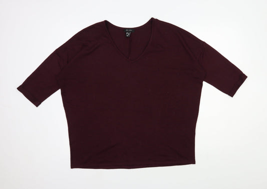 New Look Womens Red V-Neck Polyester Pullover Jumper Size M