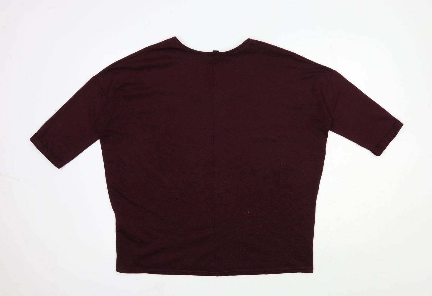 New Look Womens Red V-Neck Polyester Pullover Jumper Size M