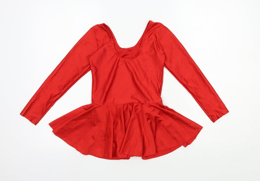 Preworn Girls Red Elastane Skater Dress Size 3XL V-Neck