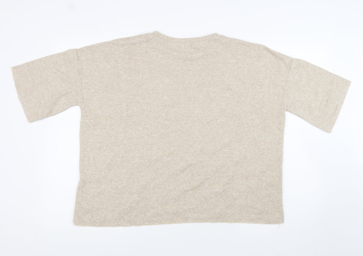 Zara Womens Beige Crew Neck Polyester Pullover Jumper Size M