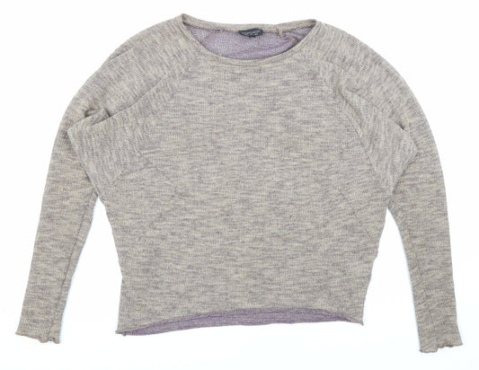 Topshop Womens Grey Polyester Basic Blouse Size 8 Round Neck