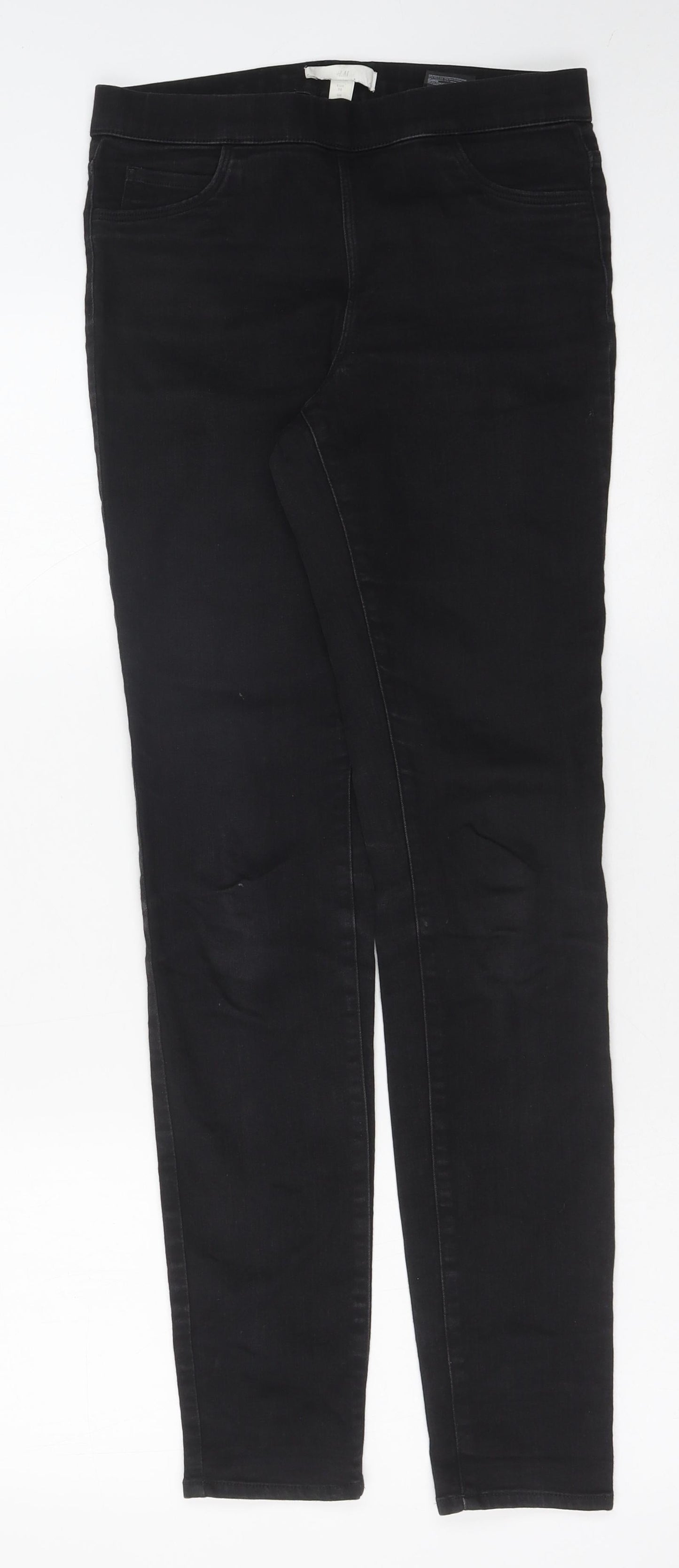 H&M Womens Black Cotton Skinny Jeans Size 10 L30 in Regular Button