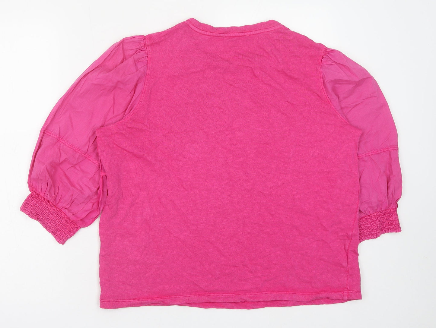 Marks and Spencer Womens Pink Polyester Basic T-Shirt Size 12 Round Neck
