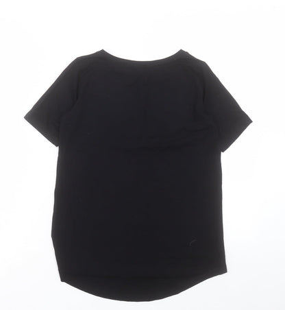 Select Womens Black Viscose Basic T-Shirt Size 8 Round Neck