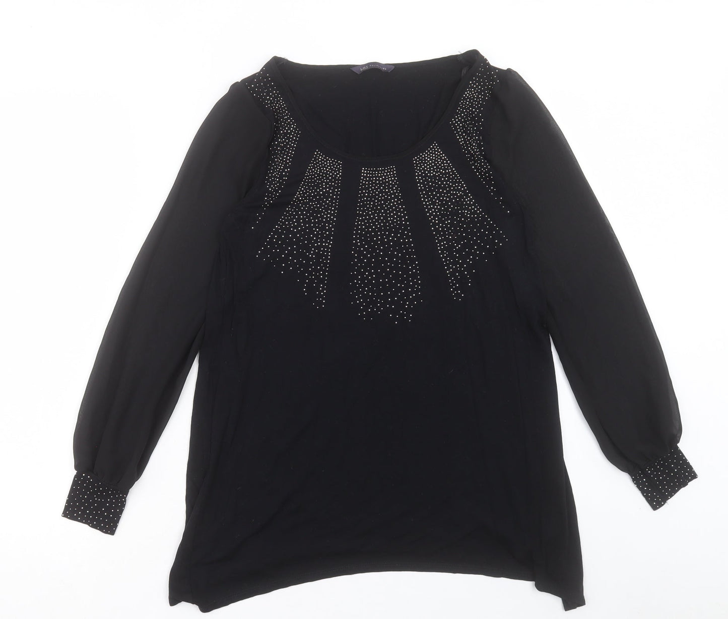 Marks and Spencer Womens Black Polyester Basic Blouse Size 10 Scoop Neck