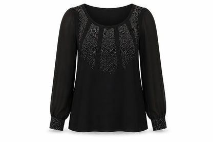 Marks & Spencer Womens Black Polyester Basic Blouse Size 10 Scoop Neck