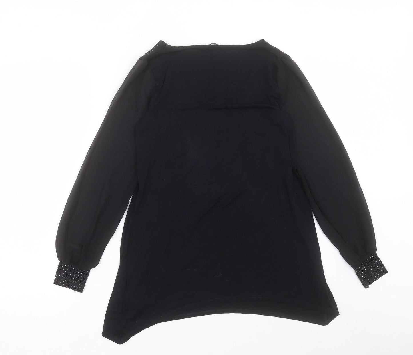 Marks and Spencer Womens Black Polyester Basic Blouse Size 10 Scoop Neck